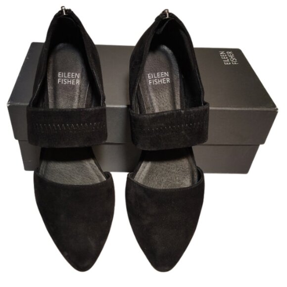 Eileen Fisher Mary Jane Flats 6.5 Suede Preppy Academia Minimalist Workwear - Picture 3 of 6